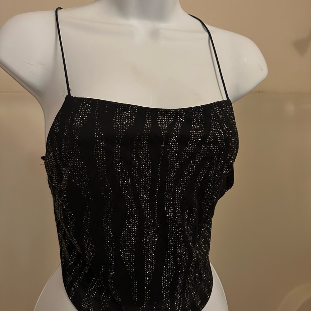Vintage Backless Sparkly Zebra Print Top - image 5